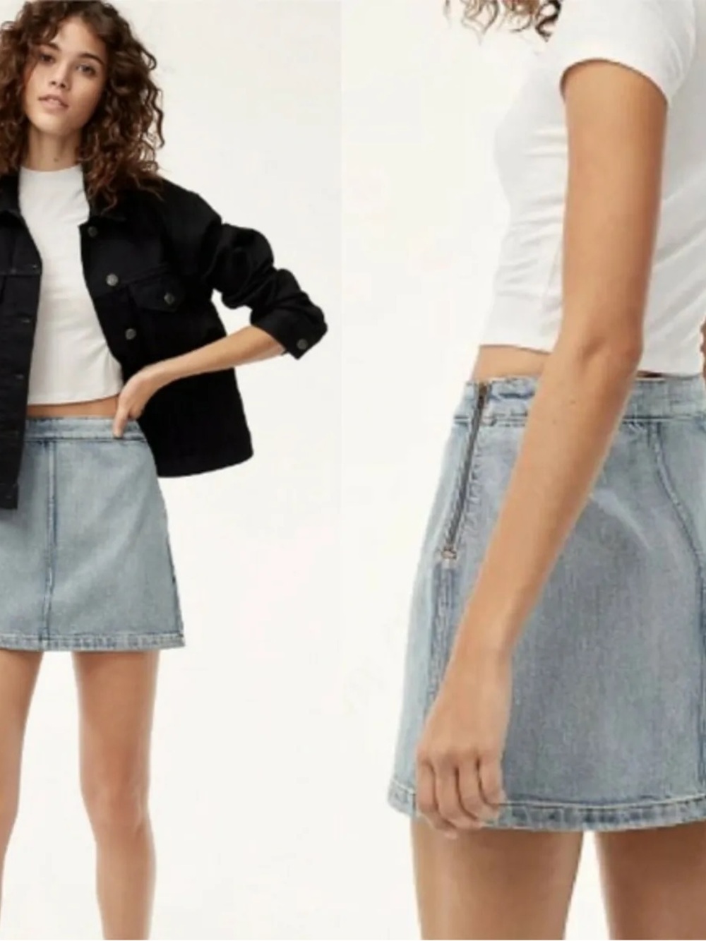 Aritzia/ Wilfred free/ Blue Denim A-Line Mini Skirt